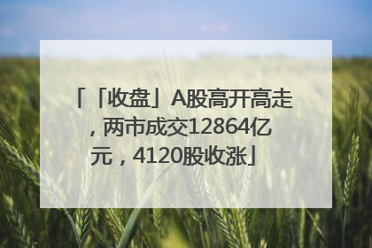 「收盘」A股高开高走，两市成交12864亿元，4120股收涨