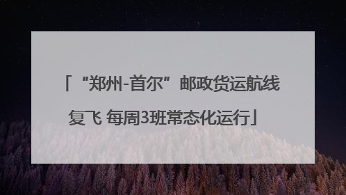 “郑州-首尔”邮政货运航线复飞 每周3班常态化运行