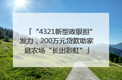 “4321新型政银担”发力，200万元贷款助家庭农场“长出彩虹”