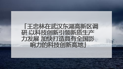王忠林在武汉东湖高新区调研 以科技创新引领新质生产力发展 加快打造具有全国影响力的科技创新高地