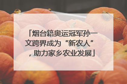 烟台籍奥运冠军孙一文跨界成为“新农人”，助力家乡农业发展