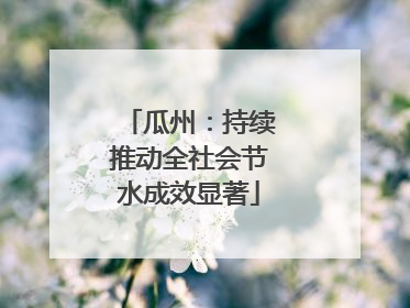瓜州：持续推动全社会节水成效显著