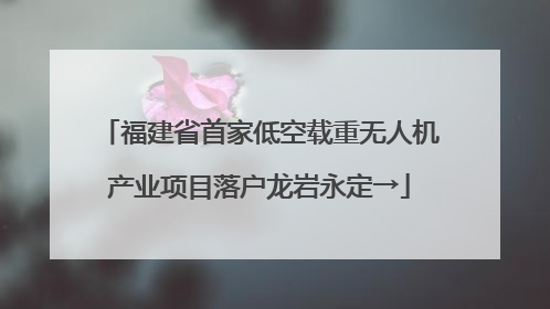 福建省首家低空载重无人机产业项目落户龙岩永定→