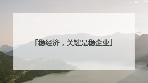 稳经济，关键是稳企业