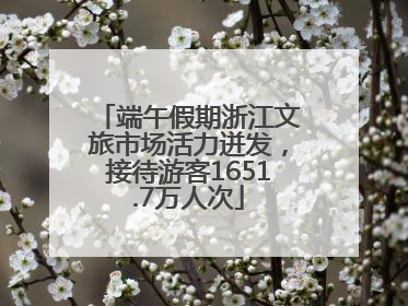 端午假期浙江文旅市场活力迸发，接待游客1651.7万人次
