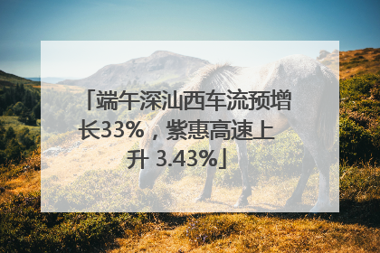 端午深汕西车流预增长33%，紫惠高速上升 3.43%