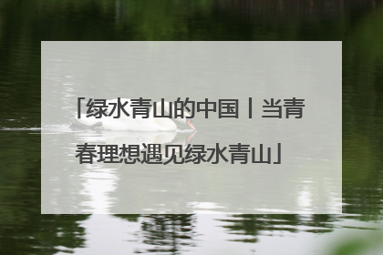 绿水青山的中国丨当青春理想遇见绿水青山