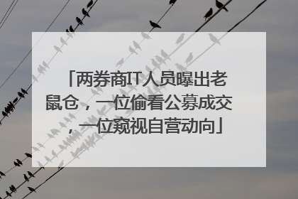 两券商IT人员曝出老鼠仓，一位偷看公募成交，一位窥视自营动向