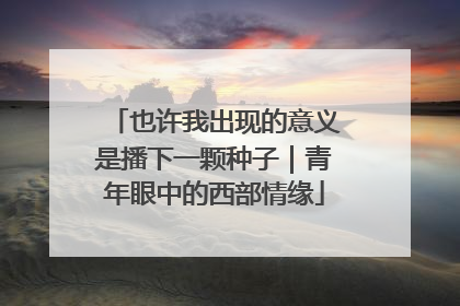也许我出现的意义是播下一颗种子｜青年眼中的西部情缘