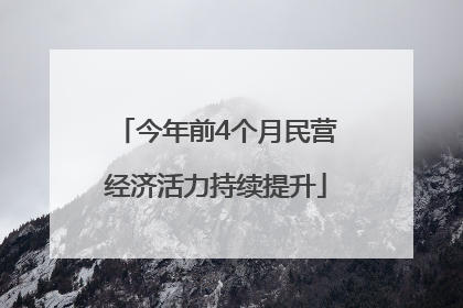 今年前4个月民营经济活力持续提升