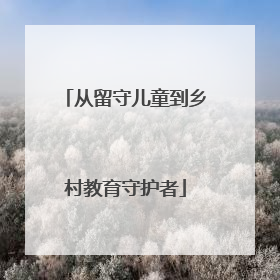 从留守儿童到乡村教育守护者