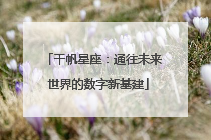 千帆星座：通往未来世界的数字新基建