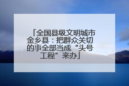 全国县级文明城市金乡县：把群众关切的事全部当成“头号工程”来办