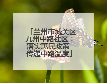 兰州市城关区九州中路社区：落实惠民政策 传递中路温度