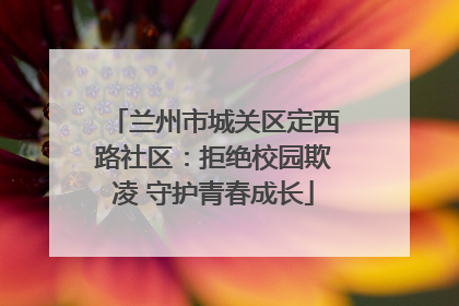 兰州市城关区定西路社区：拒绝校园欺凌 守护青春成长
