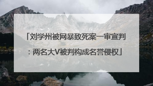 刘学州被网暴致死案一审宣判：两名大V被判构成名誉侵权
