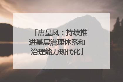唐皇凤：持续推进基层治理体系和治理能力现代化