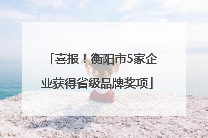 喜报！衡阳市5家企业获得省级品牌奖项