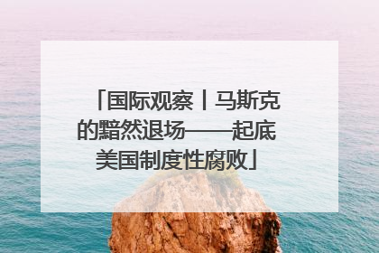 国际观察丨马斯克的黯然退场——起底美国制度性腐败