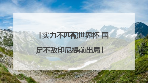 实力不匹配世界杯 国足不敌印尼提前出局