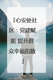 心安处社区：党建赋能 提升群众幸福指数