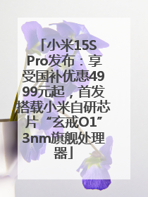 小米15S Pro发布：享受国补优惠4999元起，首发搭载小米自研芯片“玄戒O1”3nm旗舰处理器