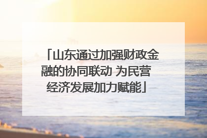 山东通过加强财政金融的协同联动 为民营经济发展加力赋能