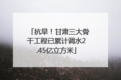 抗旱！甘肃三大骨干工程已累计调水2.45亿立方米