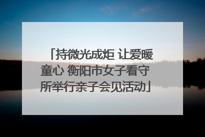 持微光成炬 让爱暖童心 衡阳市女子看守所举行亲子会见活动