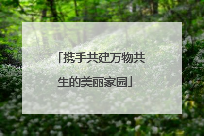 携手共建万物共生的美丽家园