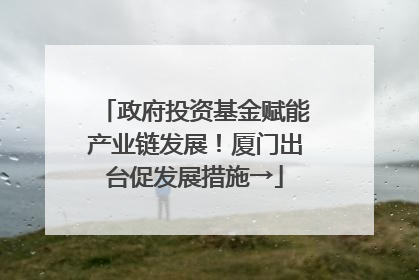 政府投资基金赋能产业链发展！厦门出台促发展措施→