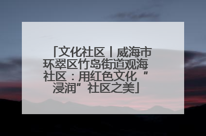 文化社区丨威海市环翠区竹岛街道观海社区：用红色文化“浸润”社区之美