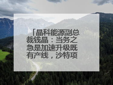 晶科能源副总裁钱晶：当务之急是加速升级既有产线，沙特项目正推进中