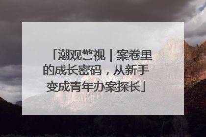 潮观警视｜案卷里的成长密码，从新手变成青年办案探长
