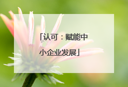 认可：赋能中小企业发展