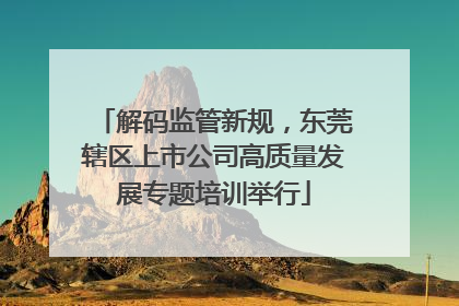解码监管新规，东莞辖区上市公司高质量发展专题培训举行