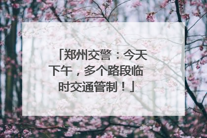 郑州交警：今天下午，多个路段临时交通管制！