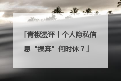 青椒漫评丨个人隐私信息“裸奔”何时休？