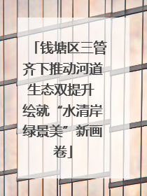 钱塘区三管齐下推动河道生态双提升 绘就“水清岸绿景美”新画卷