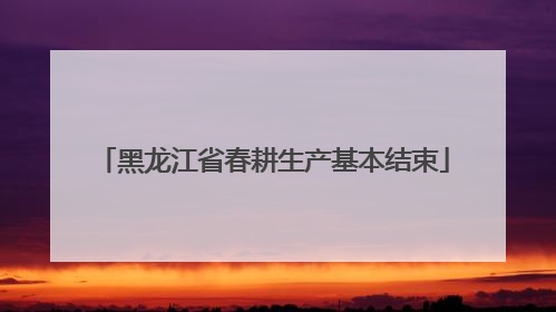 黑龙江省春耕生产基本结束