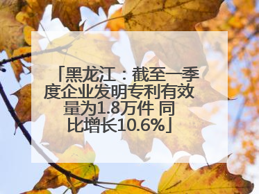 黑龙江：截至一季度企业发明专利有效量为1.8万件 同比增长10.6%