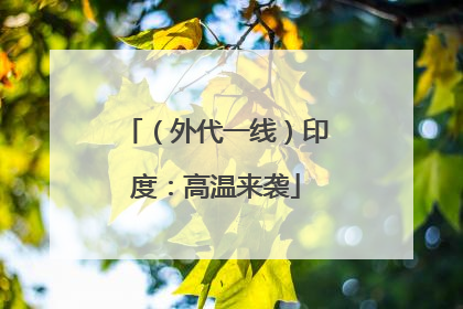 （外代一线）印度：高温来袭