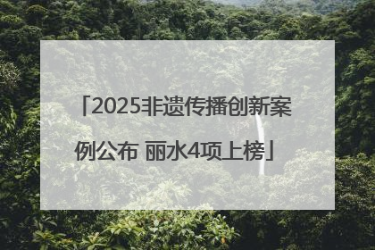 2025非遗传播创新案例公布 丽水4项上榜