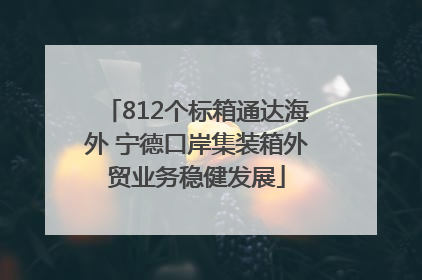 812个标箱通达海外 宁德口岸集装箱外贸业务稳健发展
